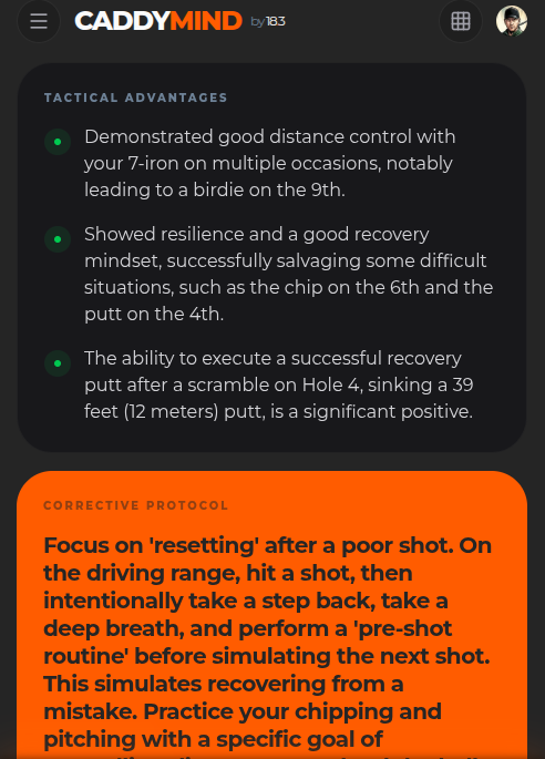 CaddyMind app screenshot