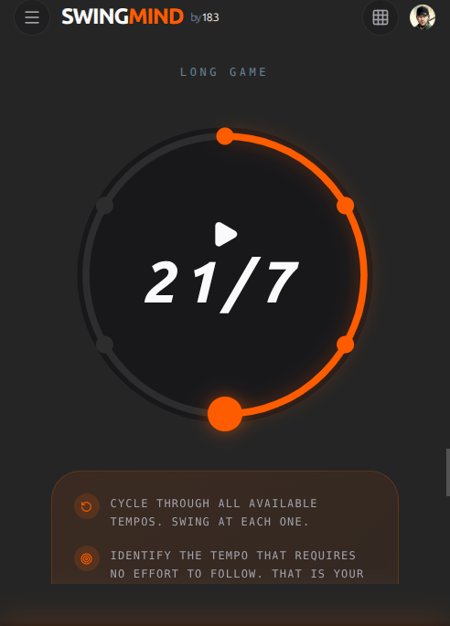SwingMind app screenshot